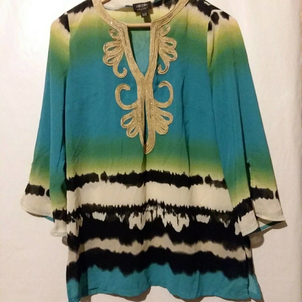 Nicole by Nicole Miller Tunic Top S Gold‎